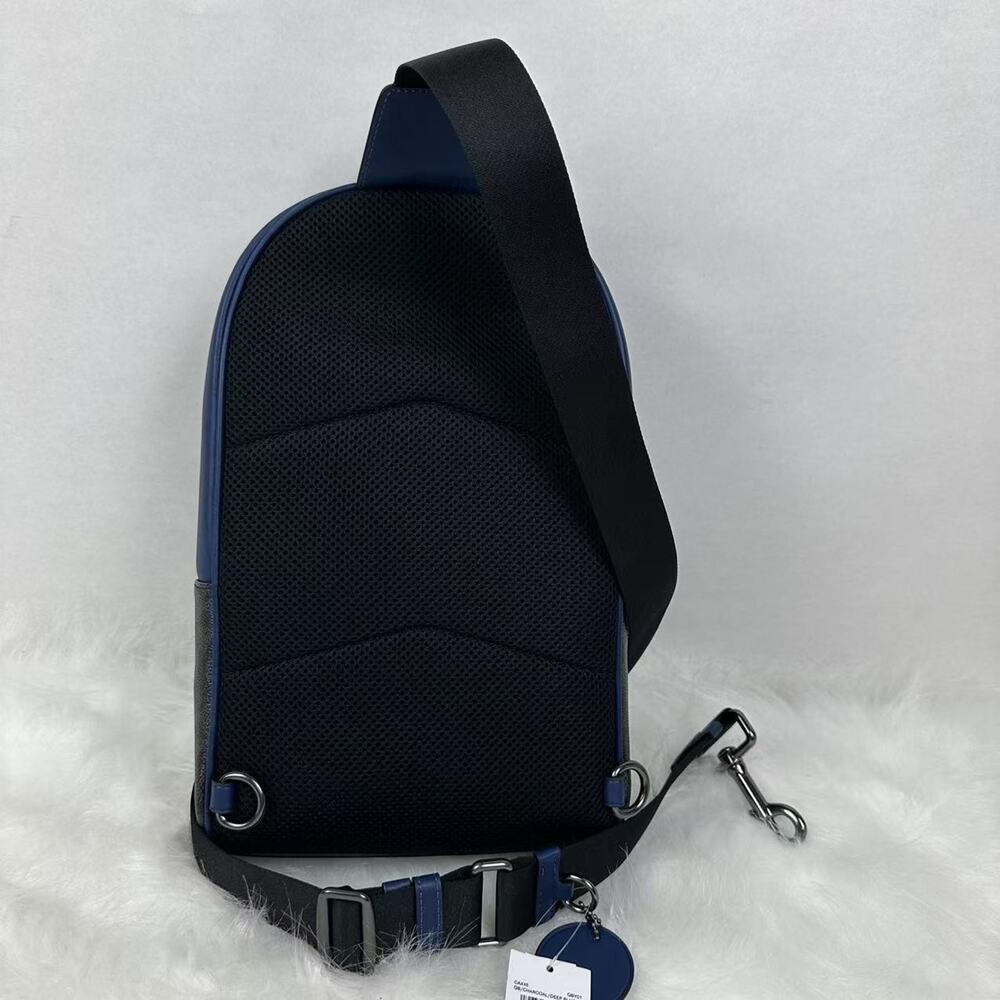 Coach Men's West Pack Colorblock Signature Canvas CAX45 Charcoal/Deep Blue NWT - Picture 4 of 8